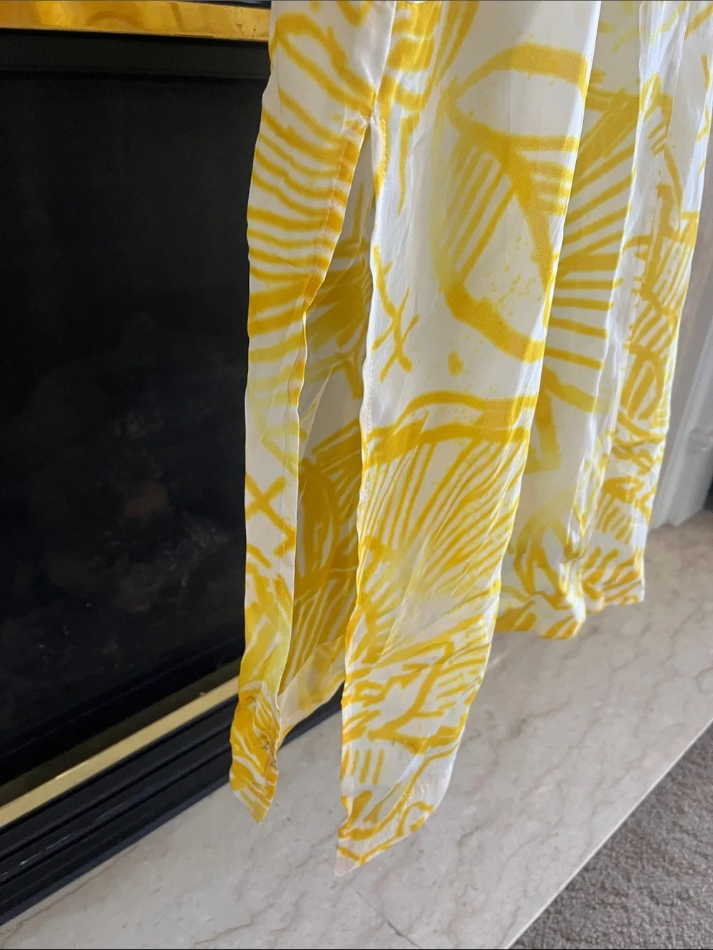 Anthropologie Lilka Yellow Tropical Floral V-Neck Swim Cover Up